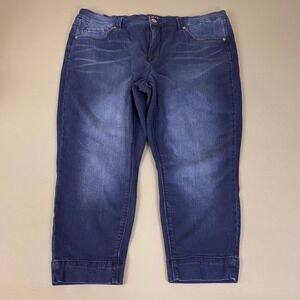 Melissa McCarthy Seven7 Jeans Womens Plus Size 22W Dark Blue Cropped Straight
